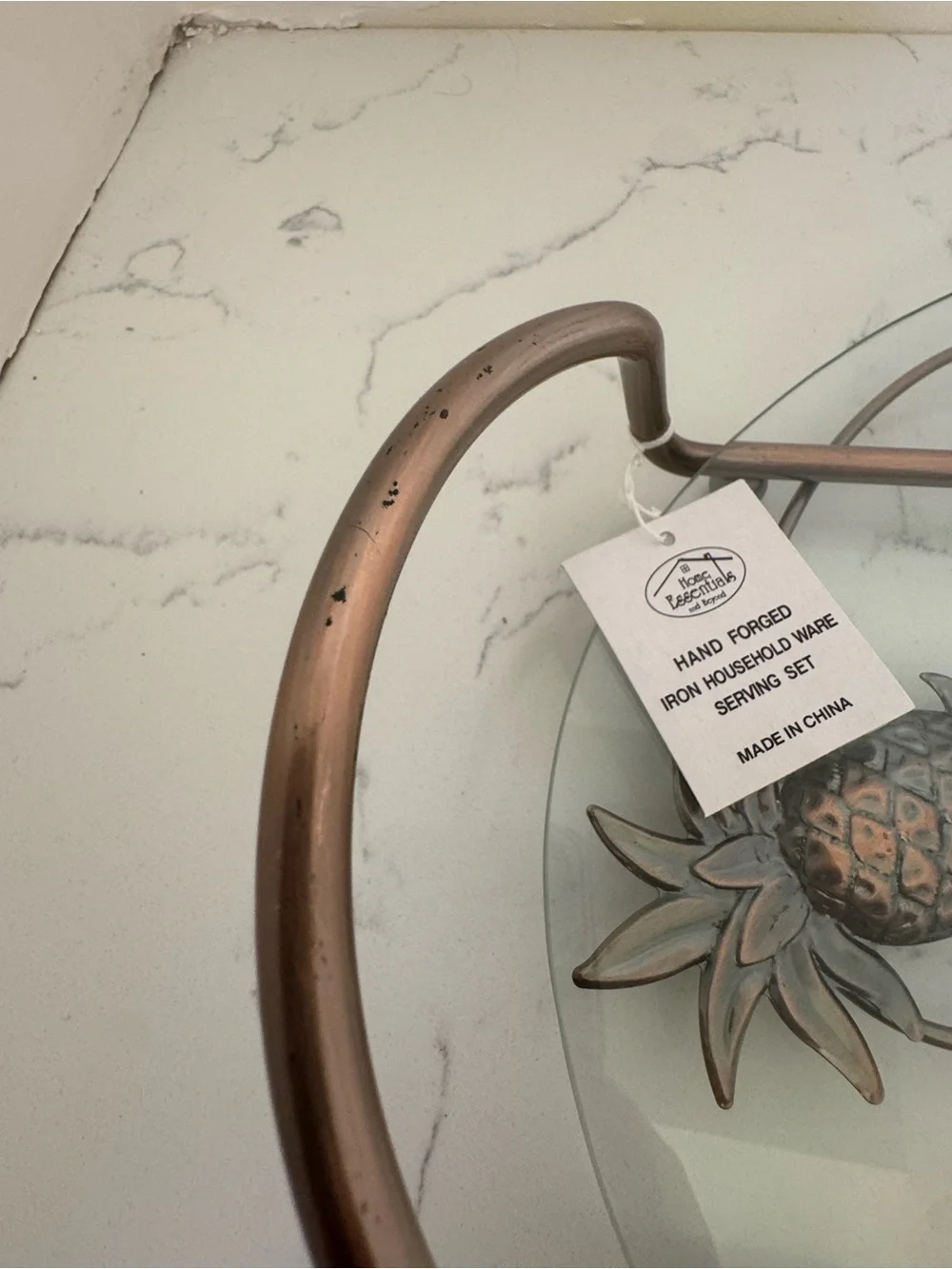 Home Essentials Bronze-Tone Pineapple Glass Serving Tray